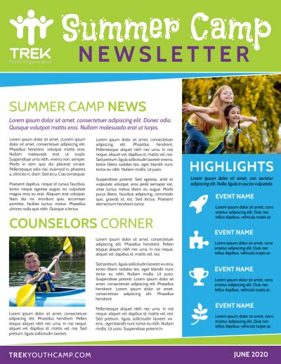 Summer Camp Newsletter Templates Mycreativeshop