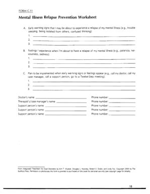 Criticism, defensiveness, contempt, and stonewalling. Relapse Prevention Worksheets - Fill Online, Printable ...