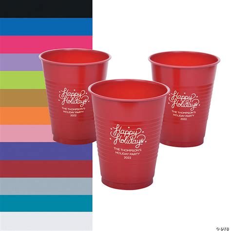 Personalized Holiday Plastic Cups - 40 Ct. | Oriental Trading