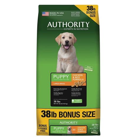 Choosing the best puppy food for large breeds takes consideration. Authority® Large Breed Puppy Food - Chicken size: 38 Lb ...