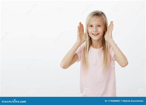 Adorable Little Girl Showing Dance Moves She Learnt Portrait Of Active