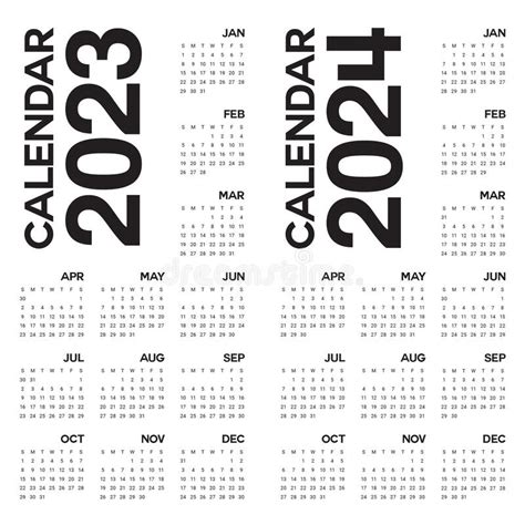 2023 2024 Calendar Year Vector Design Template Stock Vector