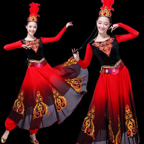 Women Xinjiang Dance Costumes Female Adult Minority Xinjiang Uyghur Dance Dresses With Big Swing