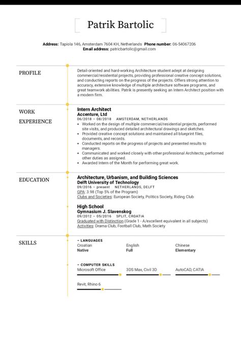 Student intern resume template author: Resume Format For Architecture Internship 2021 ...