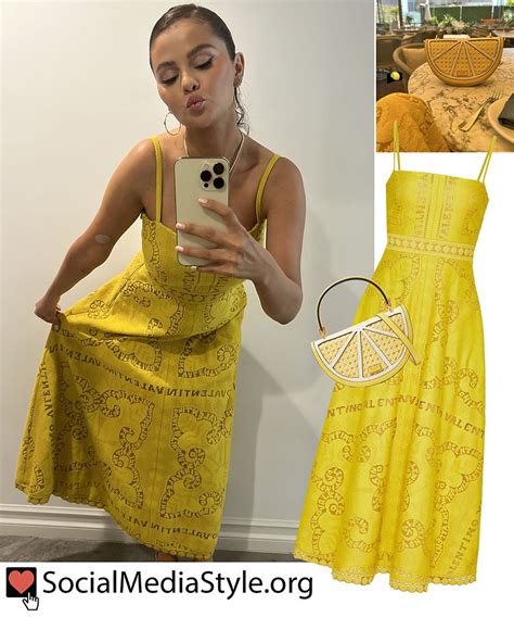 Selena Gomez S Yellow Dress And Lemon Bag