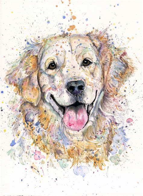 Golden Retriever Art Pet Portrait Custom Dog Art Bespoke Watercolour