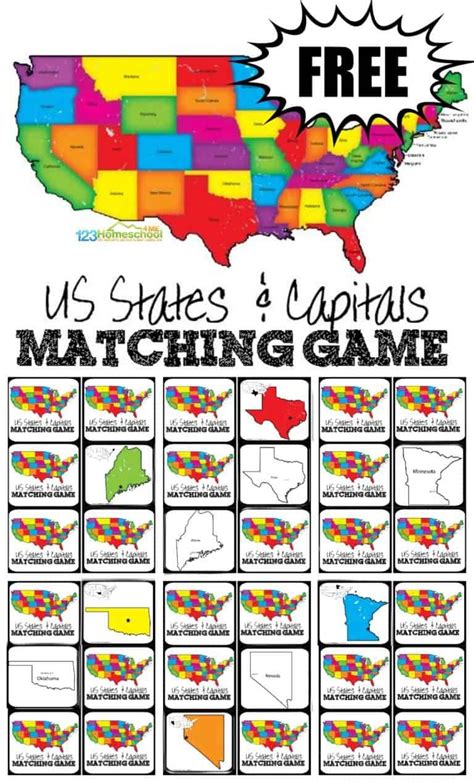 Free Printable States And Capitals Matching Game Artofit