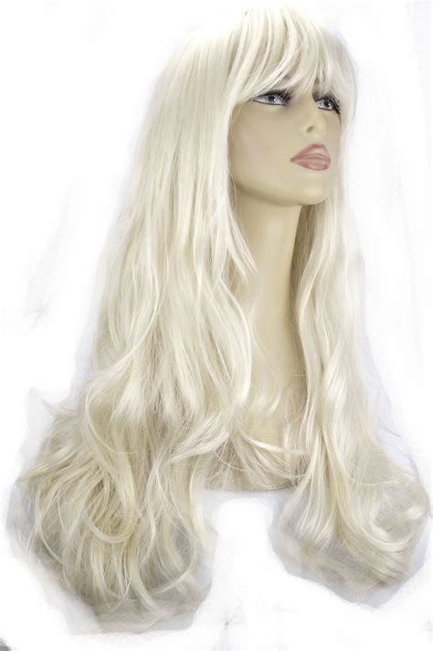 22 Ladies Beautiful Full Wig Long Hair Piece Wavy Platinum Blonde 16