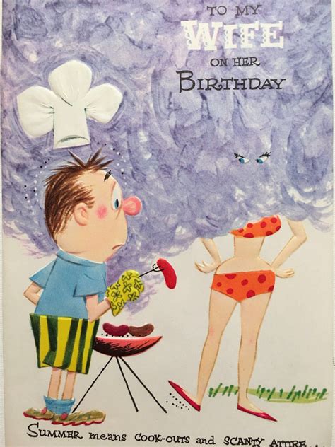 Vintage Birthday Card Wife Nos 1950s Cookout Grilling Etsy Vintage
