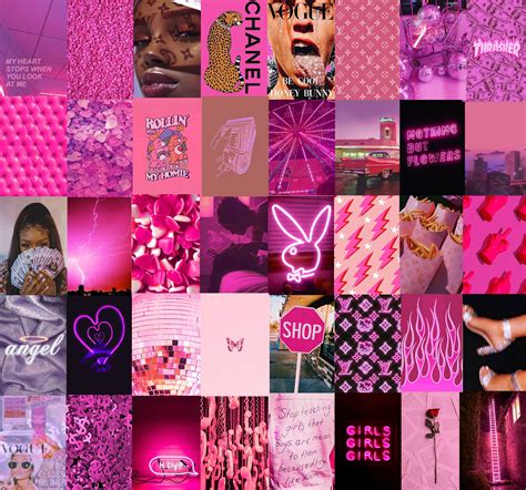 Pink Wall Collage Kit Pink Neon Hot Pink Room Decor Bedroom Decor For Teen Girls Pink Room