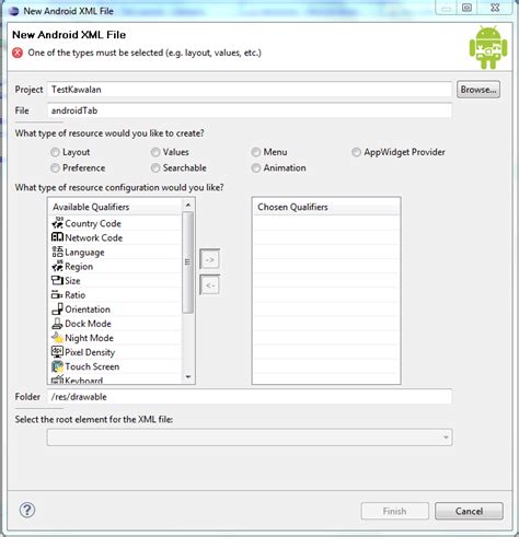 Android How To Create New Android Xml File In Drawable Folder That