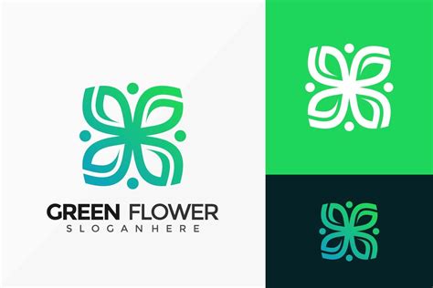 Green Flower Organic Logo Design Modern Idea Logos Designs Vector