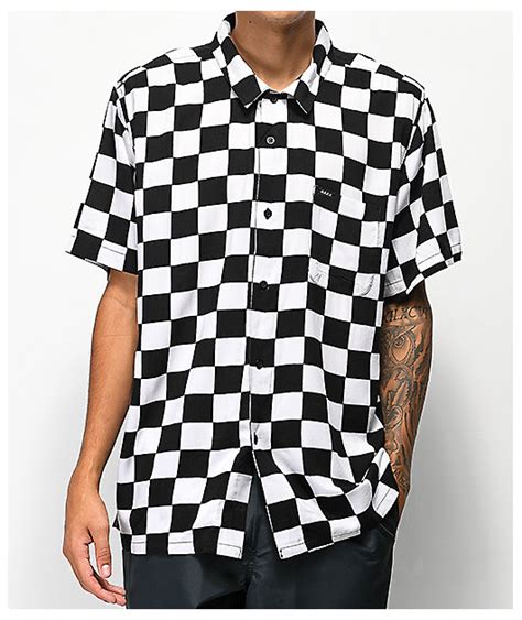 Obey Prospect Black & White Checkered Woven Button Up Shirt