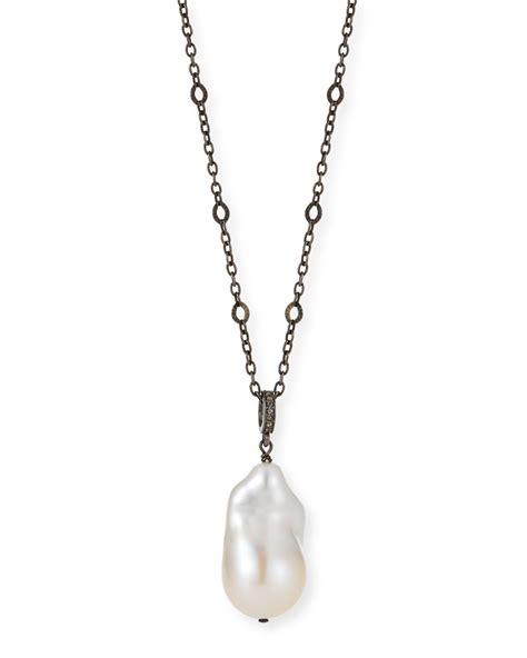 Margo Morrison Baroque Pearl And Diamond Pendant Necklace Neiman Marcus