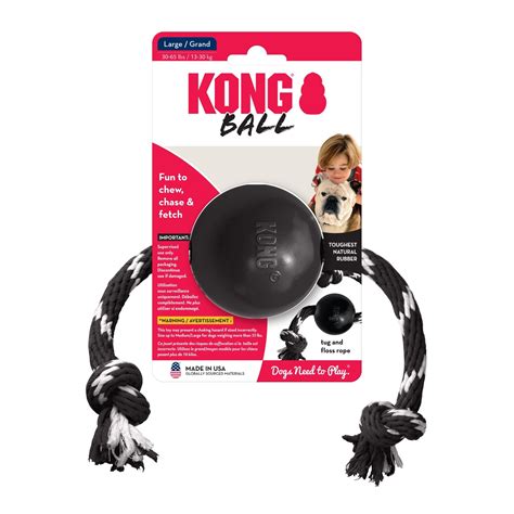 Kong Extreme Ball Tough Dog Toy With Rope