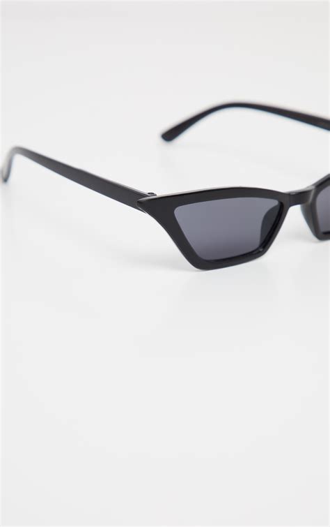 black narrow slim cat eye sunglasses prettylittlething usa