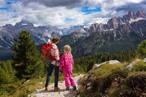 Two Tourist Girls At The Dolomites Stock Photo Image Of Famous