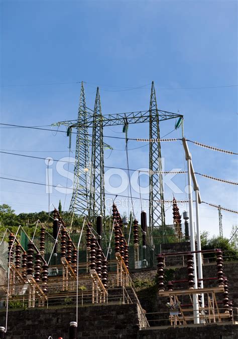 Electricity Transformer Station And Power Poles Stock Photo Royalty