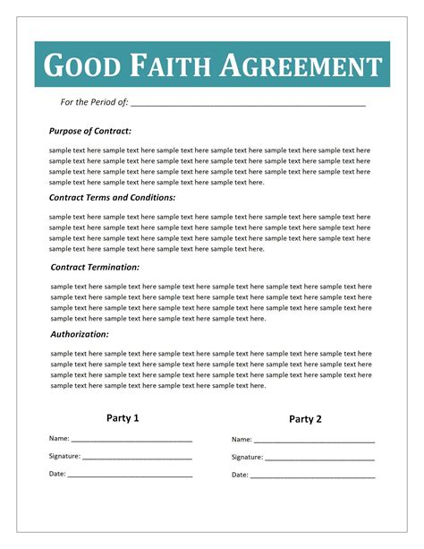 Word Of Simple Good Faith Agreementdocx Wps Free Templates