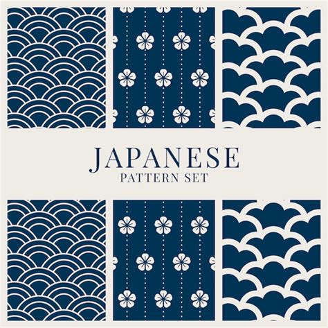 Japanese Inspired Pattern Set Free Vector