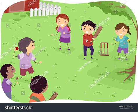 Illustration Featuring Kids Playing Cricket 214287493 Shutterstock
