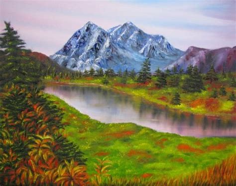 Fall In Mountains Landscape Oil Painting Mountain