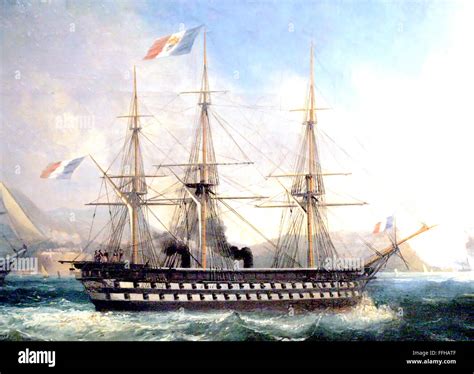 The Napoleon French 90 Gun Ship Of The Line Off Toulon In 1852 She Was