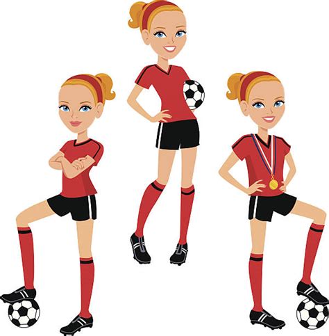 Cartoon Of Little Girl Playing Soccer Illustrations Royalty Free