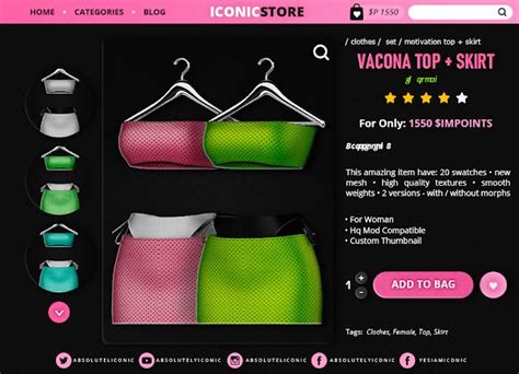 Ts4 Cc Vacona Top Skirt Absolutely Iconic Sims 4 Sims Skirts