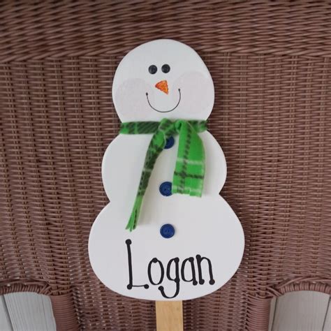 Personalized Snowman Wooden Yard Art Sign Etsy