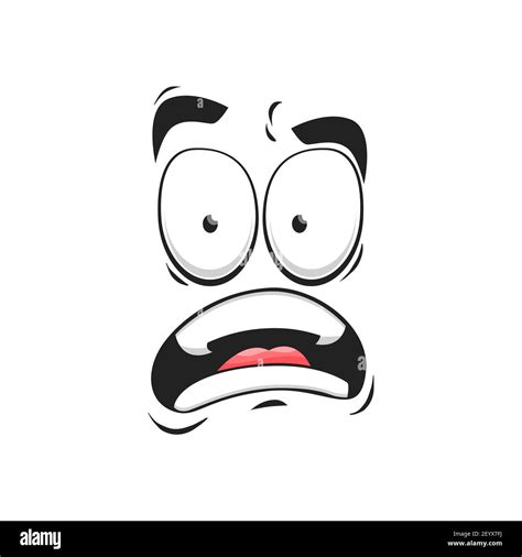 Dessin Animé Visage Vecteur Effrayé Emoji Drôle Expression Faciale