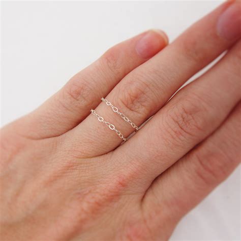 Set Of 3 Sterling Silver Chain Rings Dainty Stacking Ring Etsy