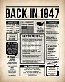 Back In 1947 Newspaper Poster PRINTABLE 1947 PRINTABLE | Etsy