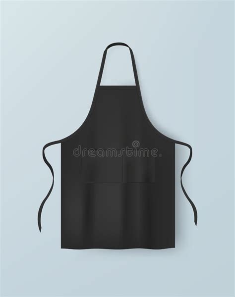 Black Blank Kitchen Cotton Apron Isolated Vector Illustration Realistic Image Stock Vector