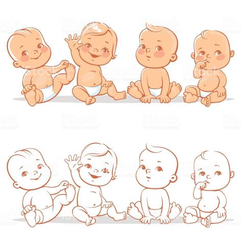 Cute Little Babies In Diaper Sitting Together Happy Children Girls