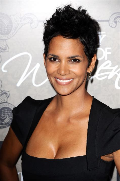 Halle Berry Cleavy Wearing A Black Low Cut Dress At Varietys Power Of