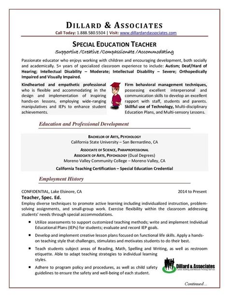 English teacher resume sample inspires you with ideas and examples of what do you put english teacher resume objective example. Teacher - Special Education Sample Resume | Education ...