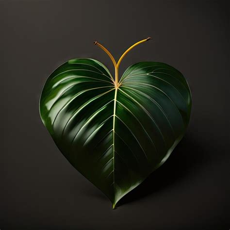 Premium Ai Image Heart Shaped Dark Green Leaf Of Philodendron