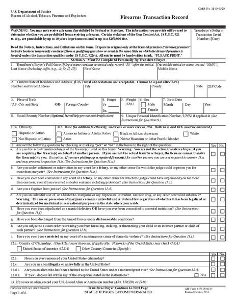 Fileatf Form 4473 Firearms Transaction Record 5300 9revised 0pdf