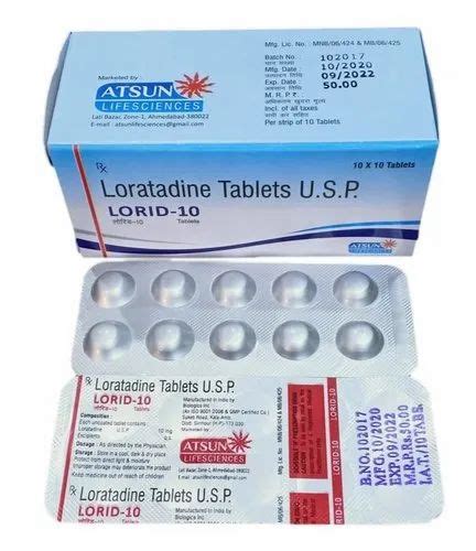 Lorid 10 Lorid Loratadine Tablets Usp Packaging Type Box Dose 10mg