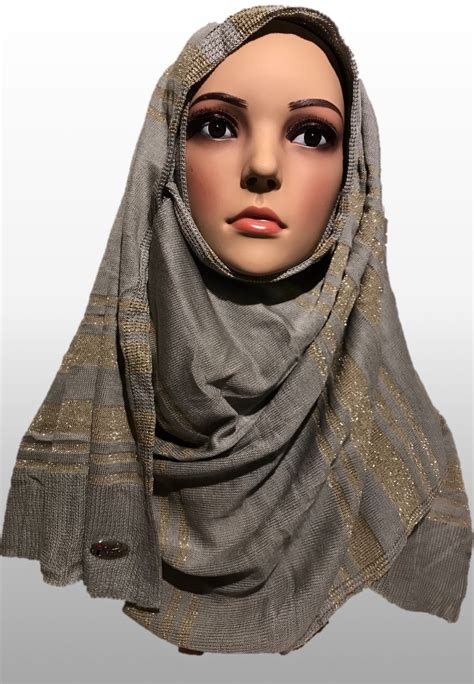 knitted soft grey gold gli006 instant hijabs uk