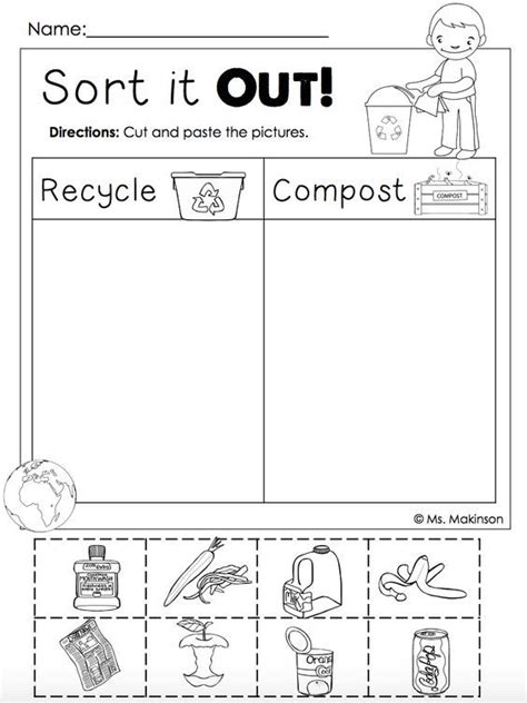 2nd grade math worksheet 2. FREE!! - Earth Day Printables - Recycling and Compost (cut and paste). Download this FREEBIE at ...