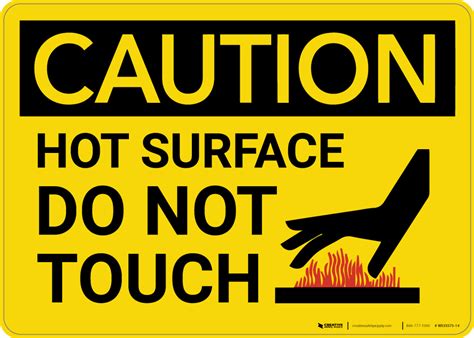 Caution Hot Surface Do Not Touch Warning Wall Sign