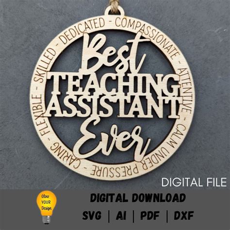 Teacher Aide Svg Best Teaching Assistant Ever Digital File Etsy