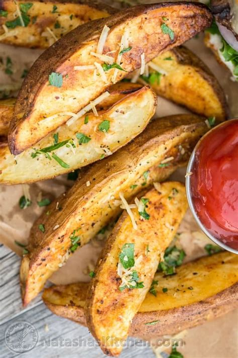 6 minutes for 6 poatatoes.( med size). Oven Baked Potato Wedges (VIDEO) - NatashasKitchen.com