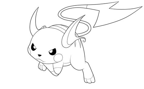 It has large yellow ears with an inner spiral toward the base and brown on the inside. Chibi Raichu Pokemon Coloring Pages Coloring Pages