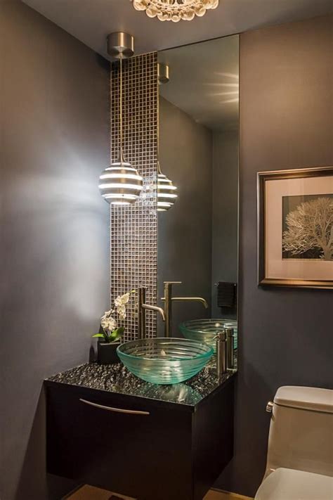 Modern Gray Powder Room Modern Powder Rooms Bathroom Interior Design