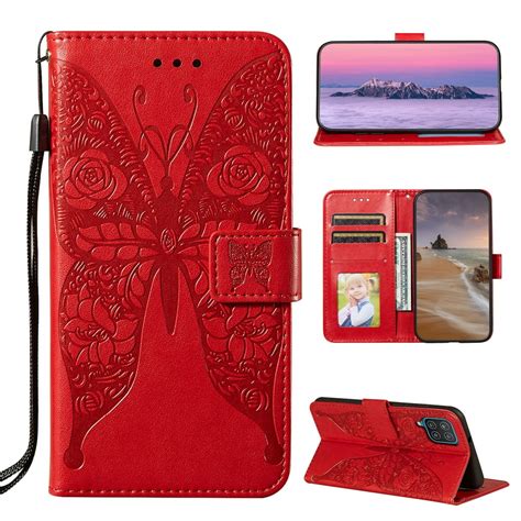 Samsung Galaxy A12 Wallet Case Dteck Embossed Butterfly Pu Leather
