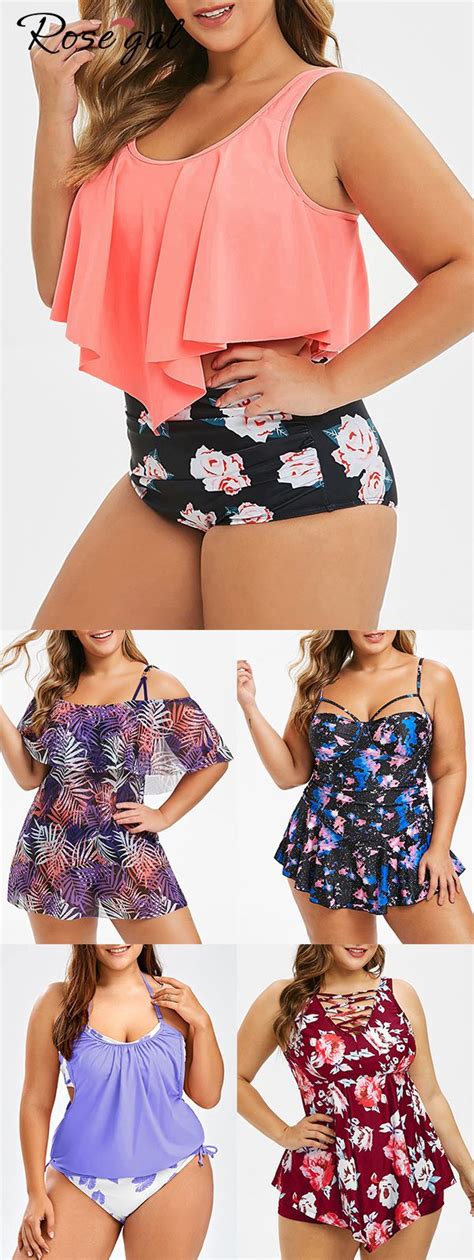 Free Shipping Over 45 Up To 75 Off Rosegal Printed Plus Size Tankini Summer Fashion Bikinis
