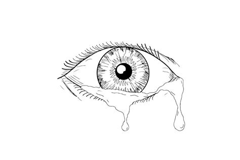 Human Eye Crying Tears Flowing Drawi Custom Designed Illustrations